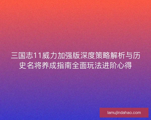 三国志11威力加强版深度策略解析与历史名将养成指南全面玩法进阶心得