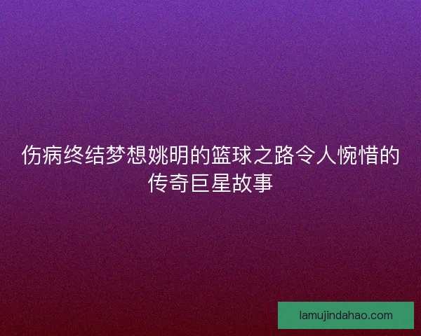 伤病终结梦想姚明的篮球之路令人惋惜的传奇巨星故事